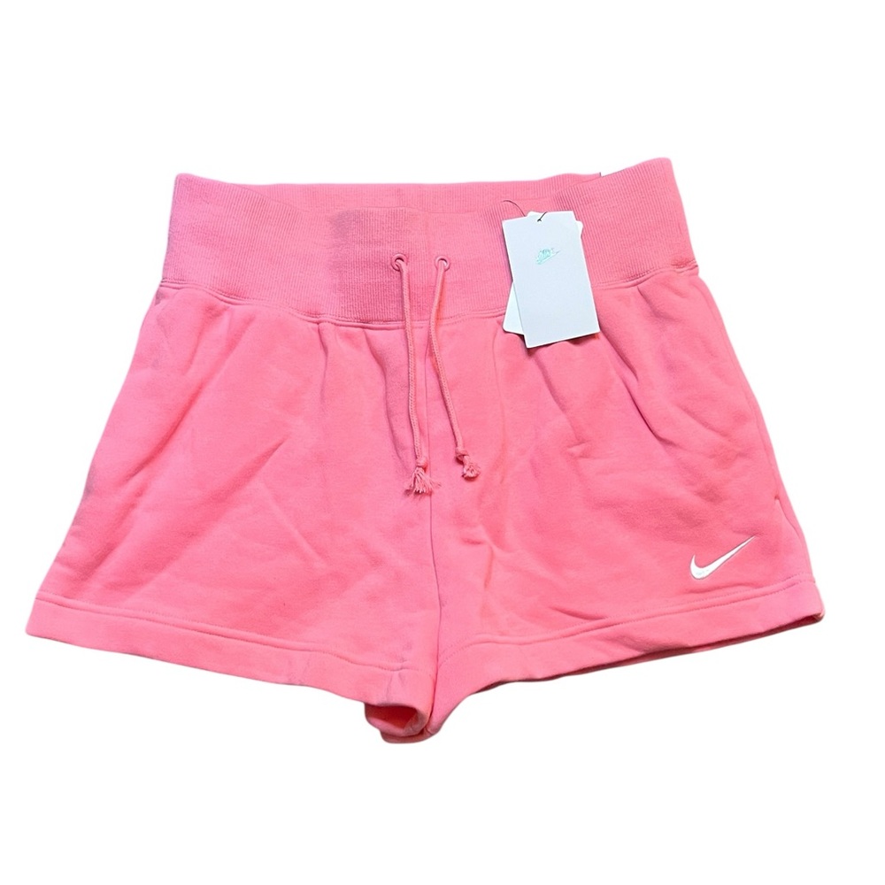 Nike Sportswear Womens Med Phoenix Fleece High-Waisted Shorts Pink Pockets